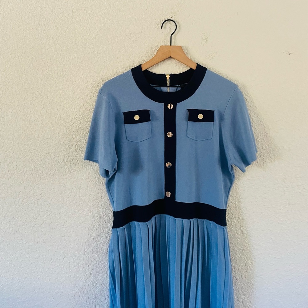 Alexia Admor Blue Knit Fit & Flare Dress - Picture 2 of 15